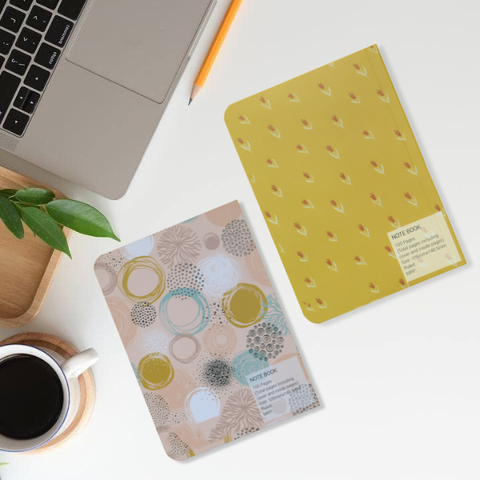 Abstract Mini Notebook | A6 Pocket Size | Ruled Pages | 100 Pages | Pack of 2