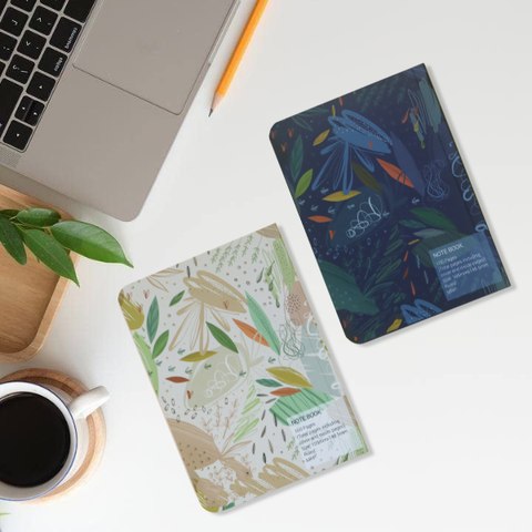 Abstract Mini Notebook | A6 Pocket Size | Ruled Pages | 100 Pages | Pack of 2