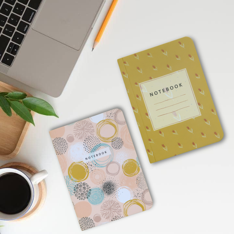 Abstract Mini Notebook | A6 Pocket Size | Ruled Pages | 100 Pages | Pack of 2